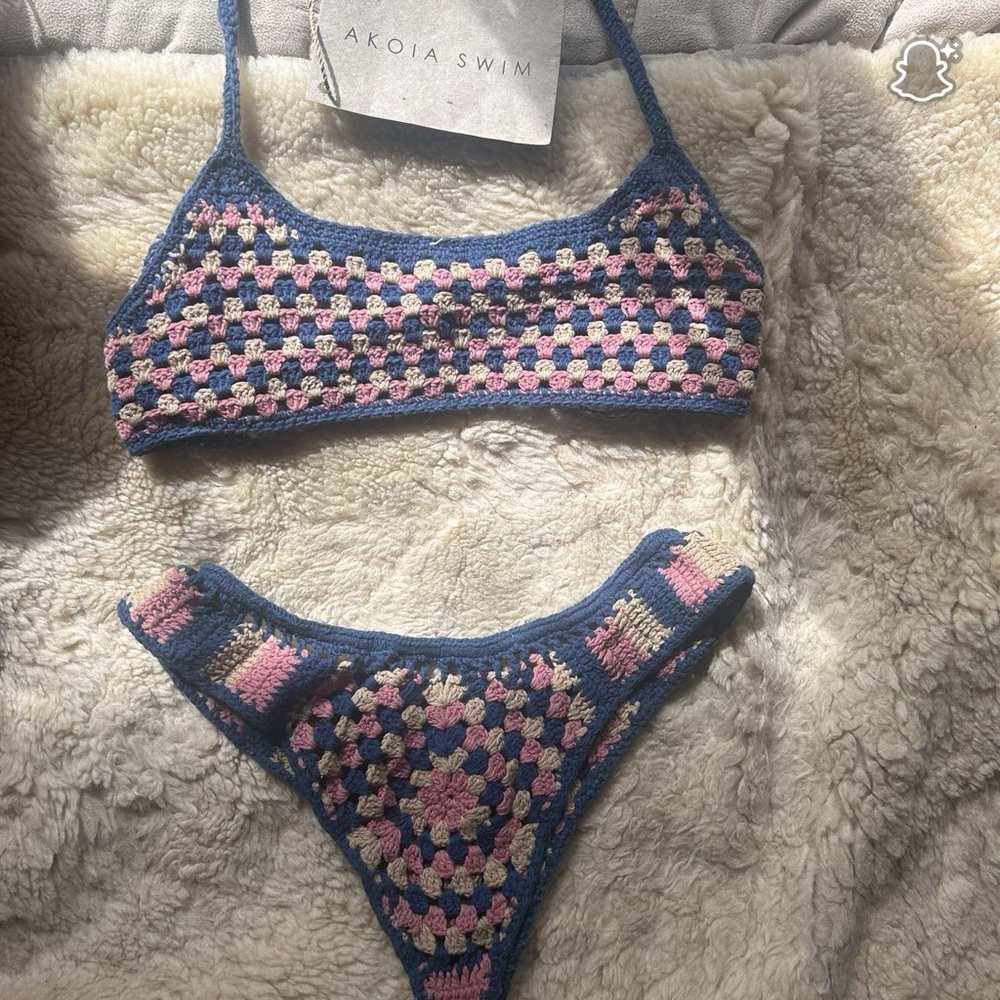 Crochet Bikini Set - Pink and Blue